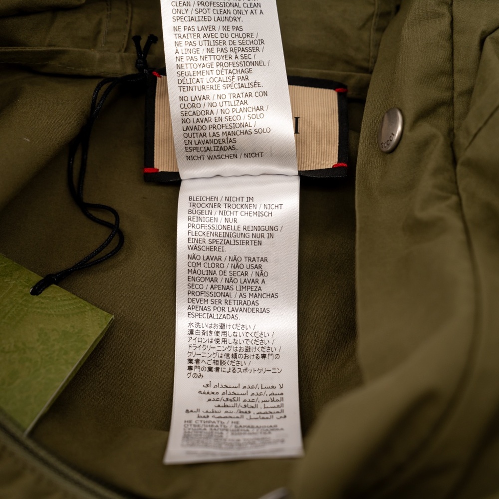size 54 XXL - Gucci Waxed cotton adjustable length jacket Hooded Parka Green - Picture 11 of 12